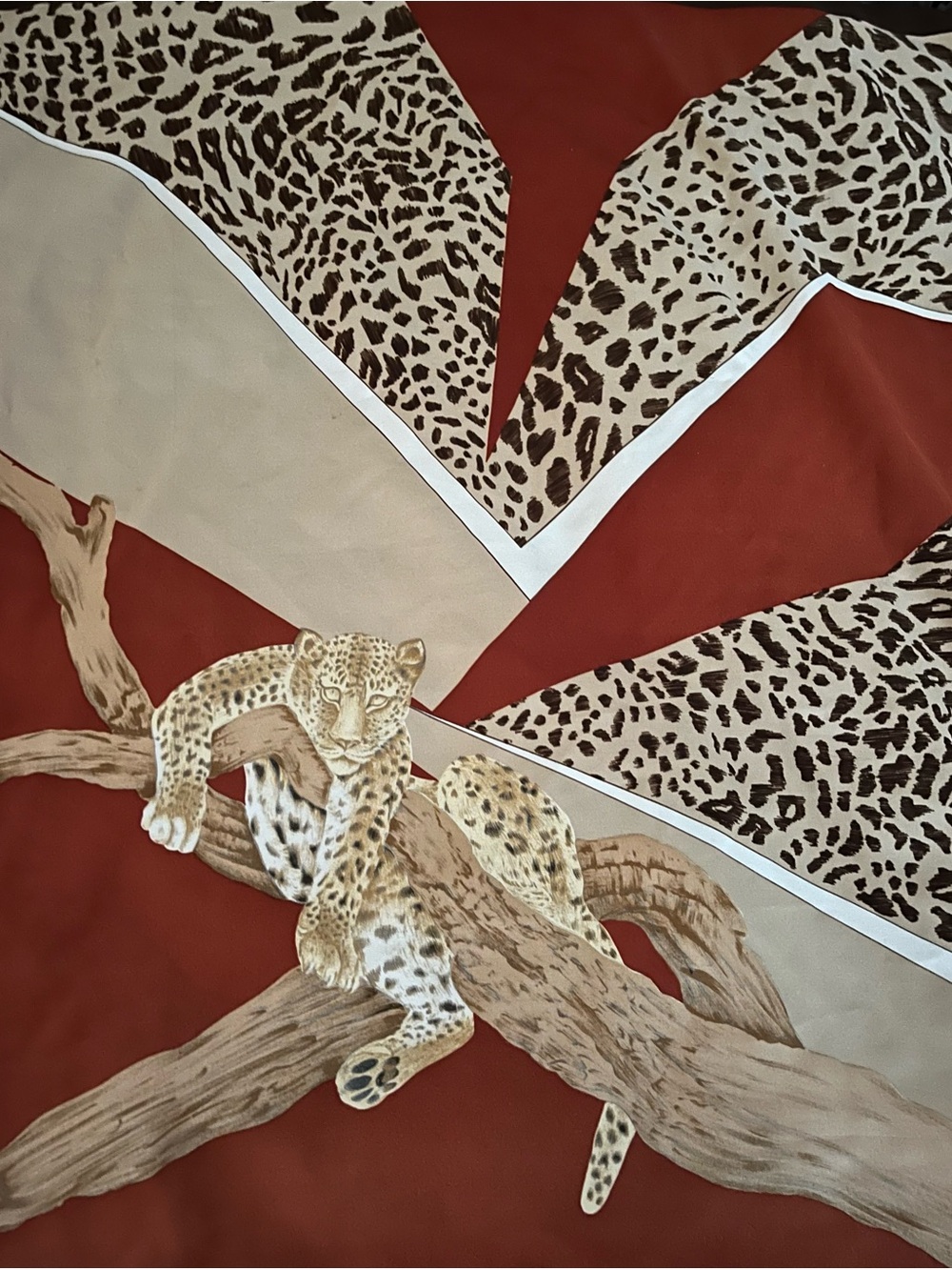 Vintage Leopard Print Square Scarf